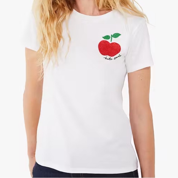 kate spade Tops - Kate Spade Crystal Apple Tee, size XS